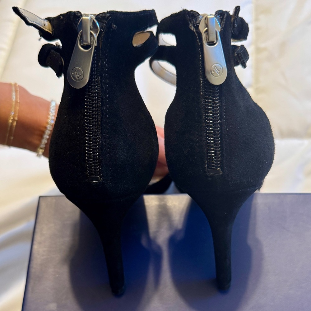 Adrienne Vittadini Women’s Nevi Two Piece Black Suede Pumps - Picture 7 of 11